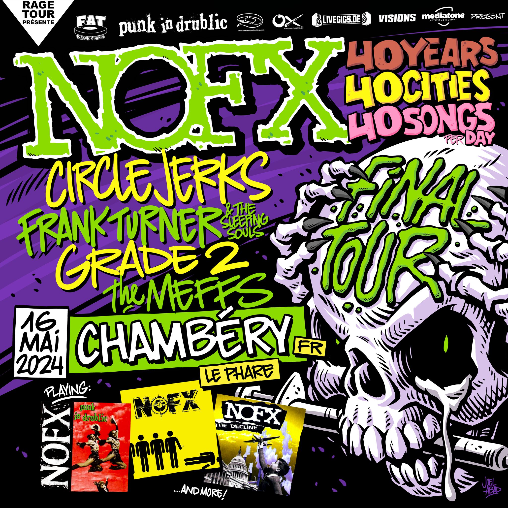 NoFx en concert à Chambéry, au Phare, le 16 mai pour la der des der !