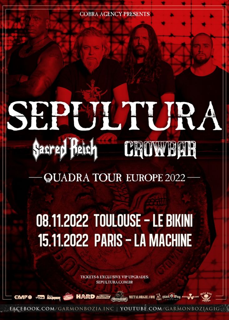 Sepultura Sacred Reich Crowbar tournée 2022