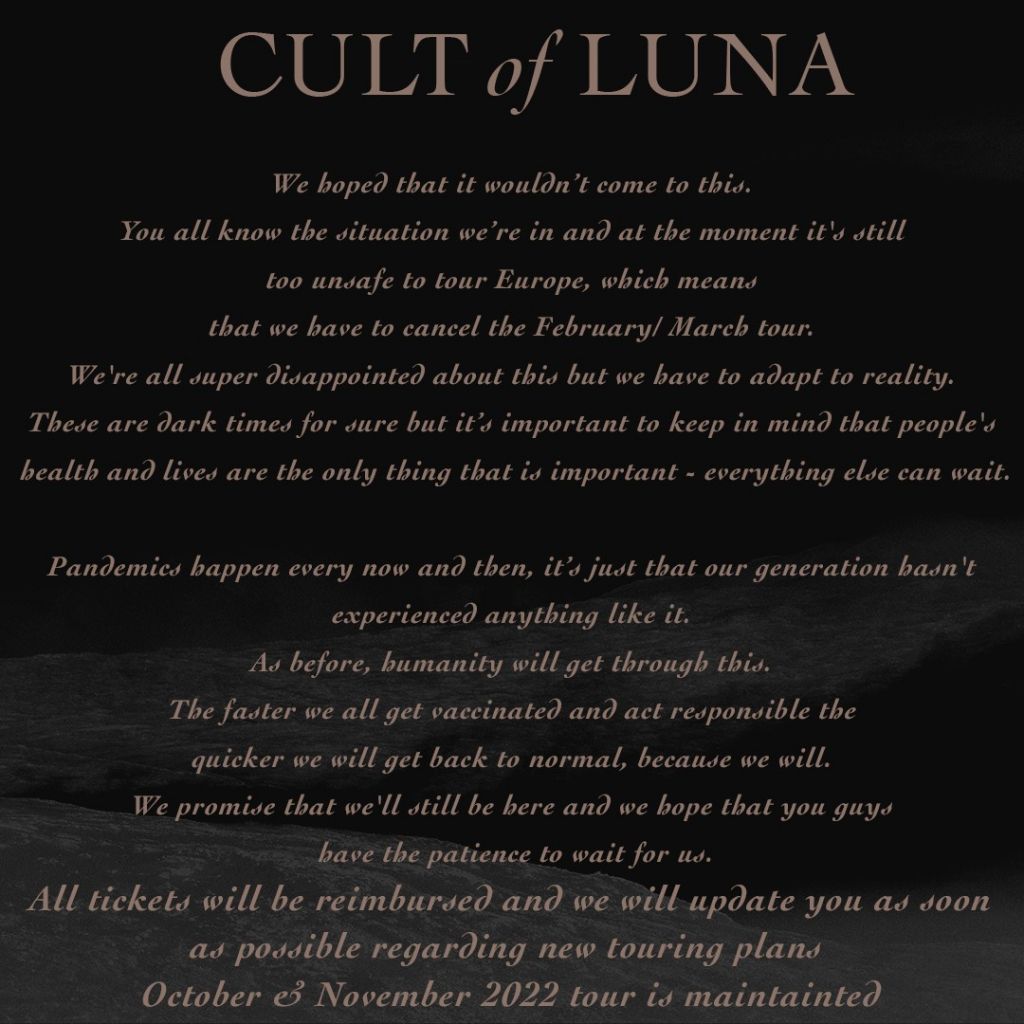 Cult of Luna annulation Olympia 2022