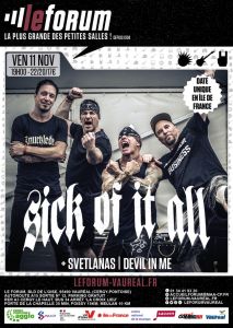Sick Of It All en concert au Forum de Vauréal le 11 novembre