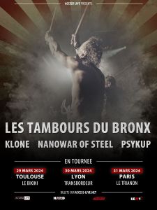 Les Tambours du Bronx en tournée en 2024 avec Klone, Nanowar of Steel et Psykup