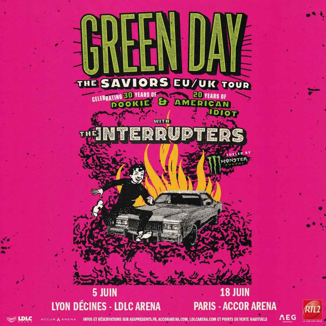 Green Day en concert à Lyon et Paris le 5 Juin et 18 Juin