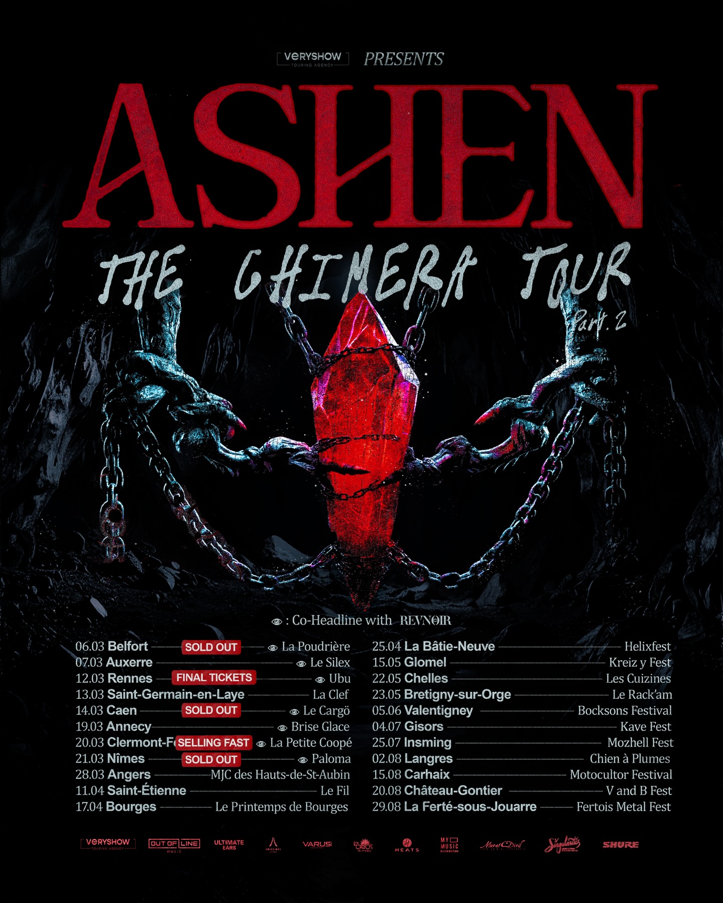 Ashen et Revnoir : 7 concerts en France en mars 2026